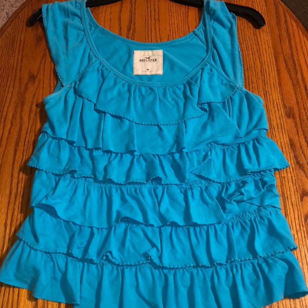 Hollister blue ruffled top